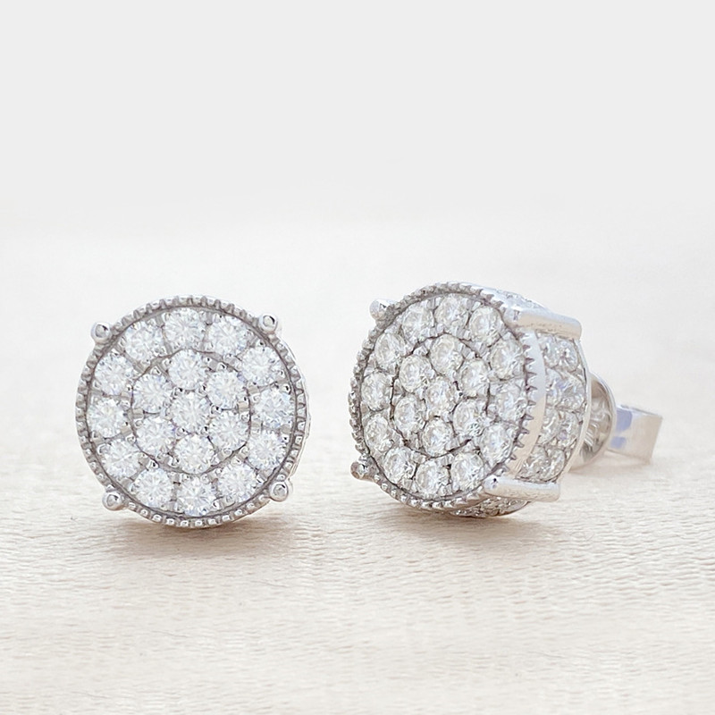 Unisex Fashion Jewelry 10K Gold Pass Test Shiny Moissanite Diamond Earrings for Men Women for Nice Gift