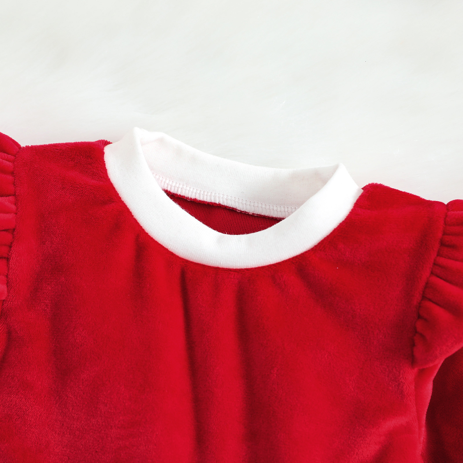 Rompers 2Pcs Infant born Baby Girls Christmas Outfit Plush Patchwork Long Sleeve Romper Dress Hairband Set for Toddler 0-24 Months 221122