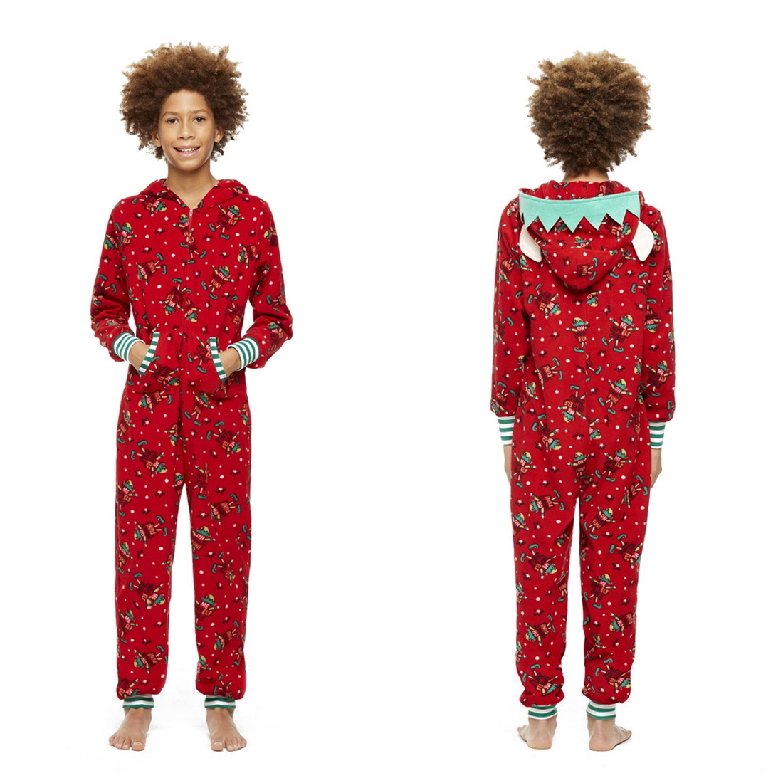 Family Matching Outfits Christmas Pajamas Set Mother Fahter Kids Cute Soft Hooded Rompers Overalls Jumpsuits Xmas Look 221122