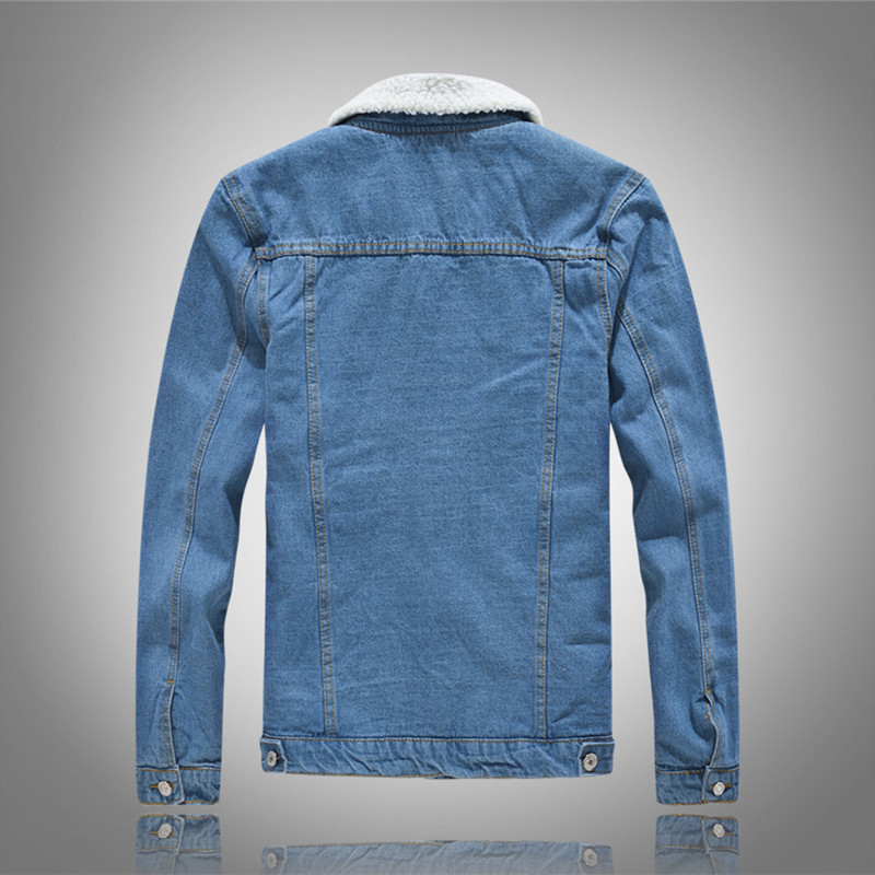 Men's Down Parkas Men Winter Solid Casual Jacket Bomber Denim Fashion Jean Biker Coat Woolen Lined Leisure Plus Size 221123