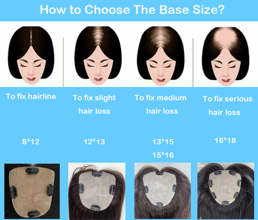 Factory wholesale Skin Base Human Hair Topper With 4 Clips In Silk Top Virgin European Hair Toupee for Women Fine Hairpiece 12X13cm 5x5inch