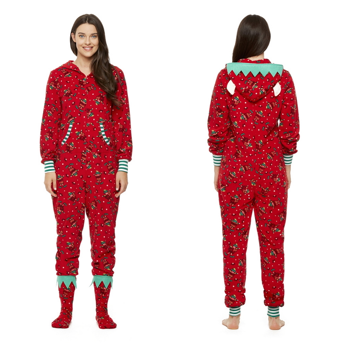 Family Matching Outfits Christmas Pajamas Set Mother Fahter Kids Cute Soft Hooded Rompers Overalls Jumpsuits Xmas Look 221122