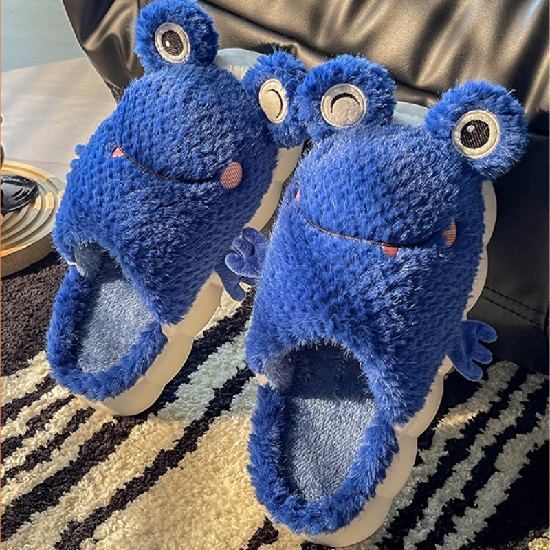 Slippers Frog Winter Cotton Non-slip Home Shoes Cartoon Cute Couple New Warm Wholesale Chaussure Femme 221122