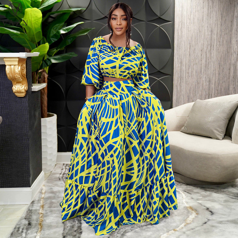 Two Piece Dress VAZN Autumn Highend Chiffon Bohemian Young Vacation Casual Nature Full Sleeve Long Loose Skirts Women 2 Piece Set 221123