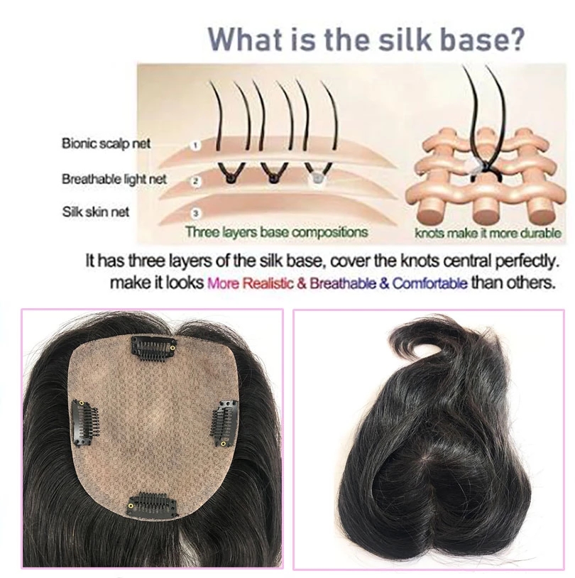 Virgin european human hair toppers real natural silk base women toupee topper for thinning hair 15x16cm 6x6inch Diva1