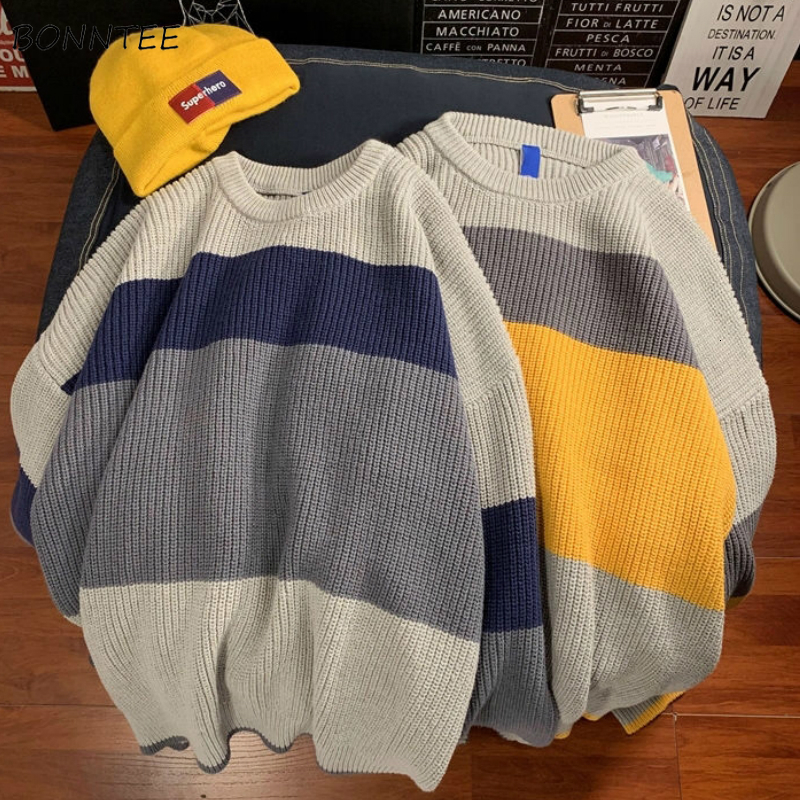 Women's Sweaters Pullovers Women High Street Chic BF Style Striped Harajuku Loose Soft Teens Clothing Fall Stylish Long Sleeve Feminino Knitwear 