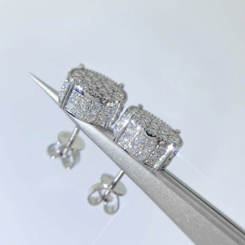 Unisex Fashion Jewelry 10K Gold Pass Test Shiny Moissanite Diamond Earrings for Men Women for Nice Gift