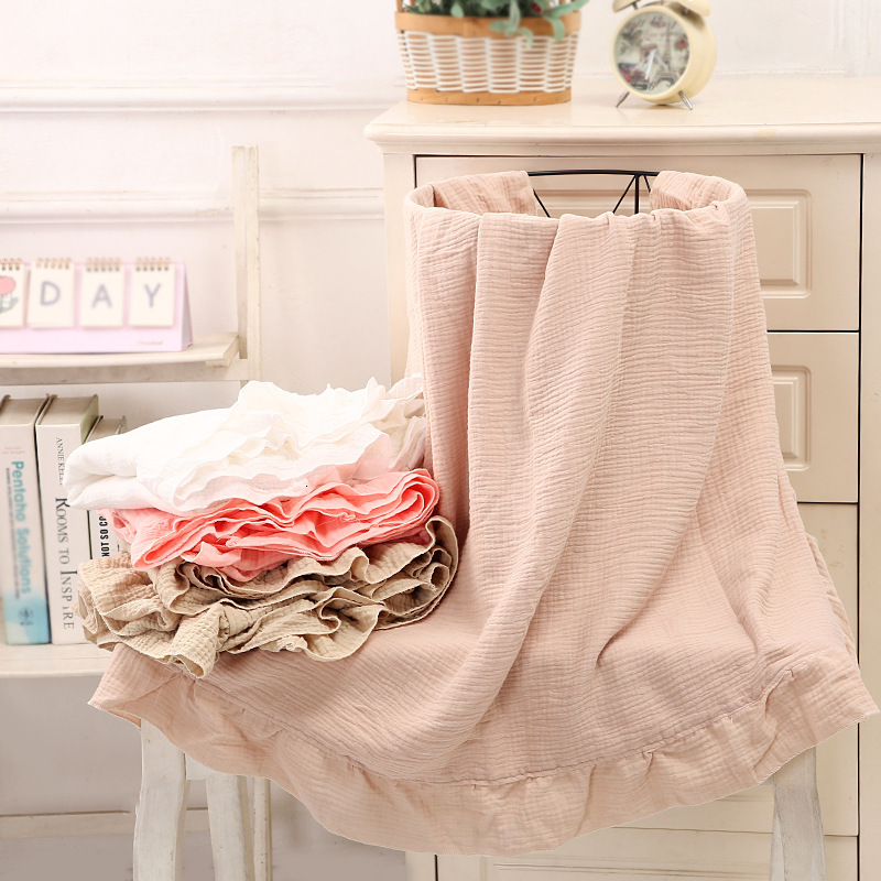Sleeping Bags INS Ruffled Muslin Baby Swaddle Blankets for Born Infant Bedding Organic Accessories born Receive Blanket Cotton 221122