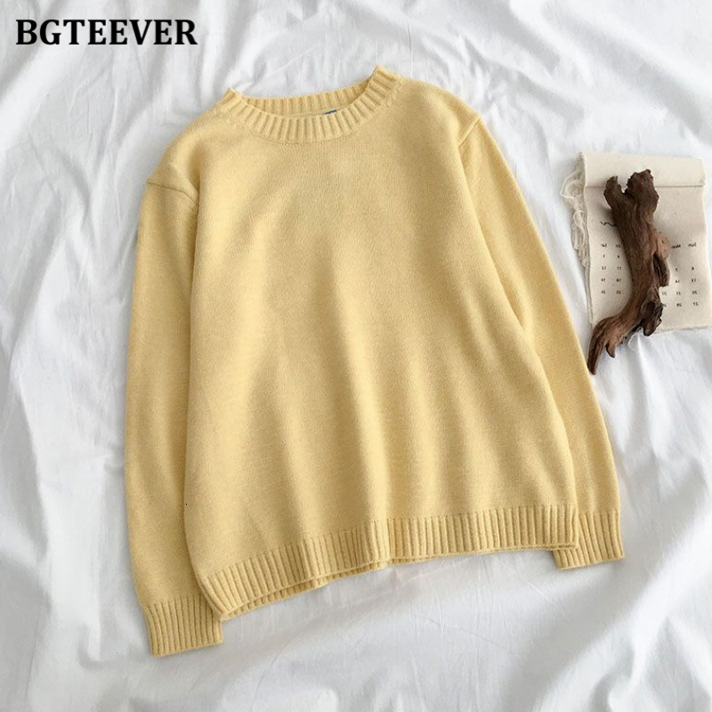 Women's Sweaters BGTEEVER Autumn Winter Basic Knitted Sweater for Women Casual O-neck Loose Solid Female Pullovers Jumpers Knitting Tops 221123