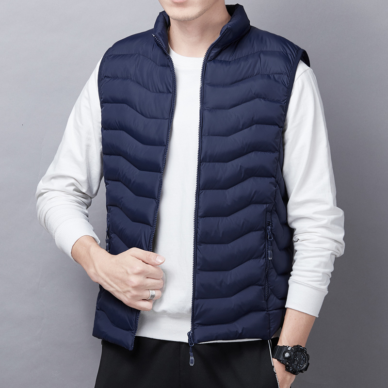 Men's Down Parkas Cotton Vest Boys' Light And Thin With Campshoulder Autumn Winter Men'S Coat Korean Fashion Handsome Youth 221123