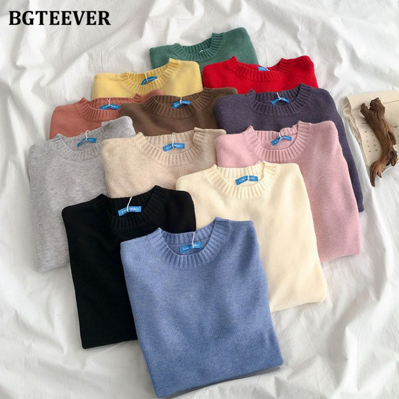 Women's Sweaters BGTEEVER Autumn Winter Basic Knitted Sweater for Women Casual O-neck Loose Solid Female Pullovers Jumpers Knitting Tops 221123