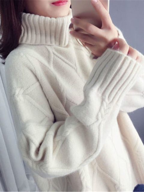 Women's Sweaters Autumn And Winter Sweater Female Korean Version Loose Fashion Style Wild Mid-Length High Neck Knitted Bottoming Shirt 221123