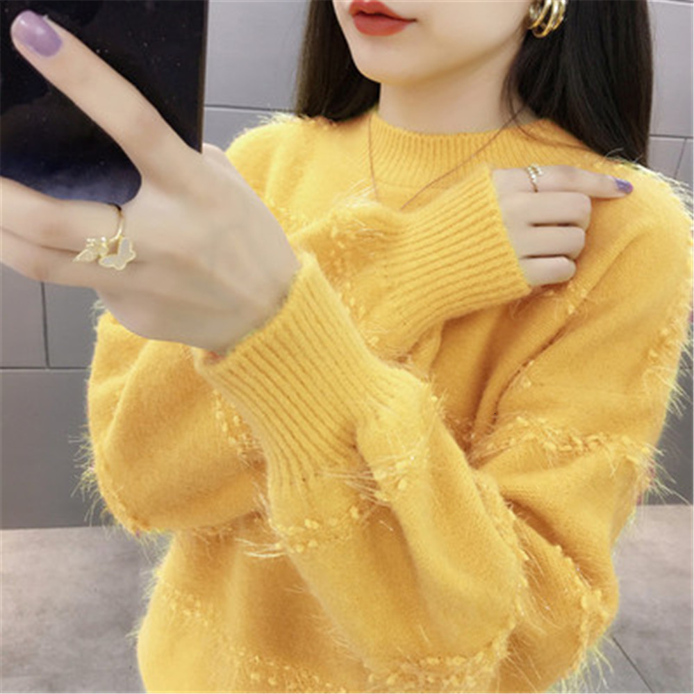 Women's Sweaters Lady Elegant Casual Warm Jumper Female Loose Pullover Tops Fashion Autumn Women Solid Knitted Pullovers 221123