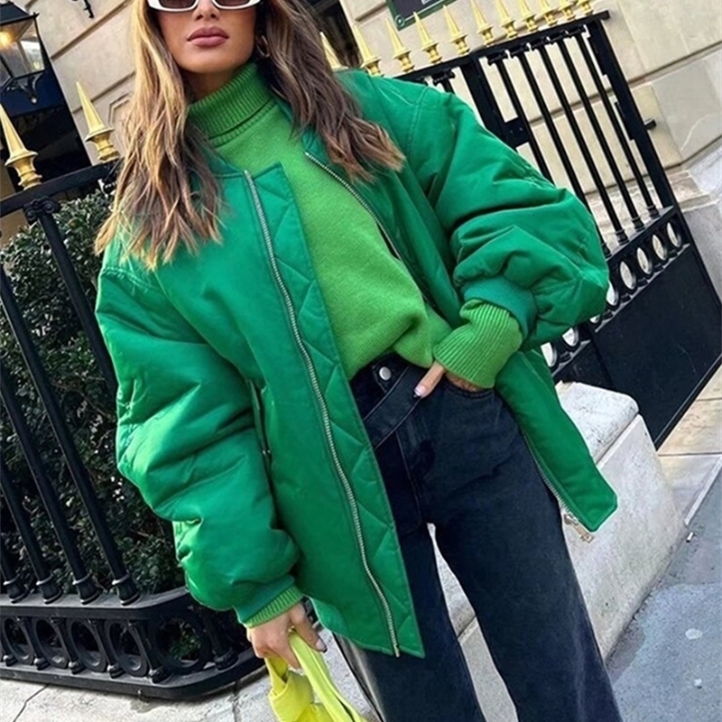 Womens Jackets Women Casual Solid Pocket Bomber Jacket Female Loose Cotton Clothing Coat Autumn Fashion Chic Warm Parka Outwear 221122