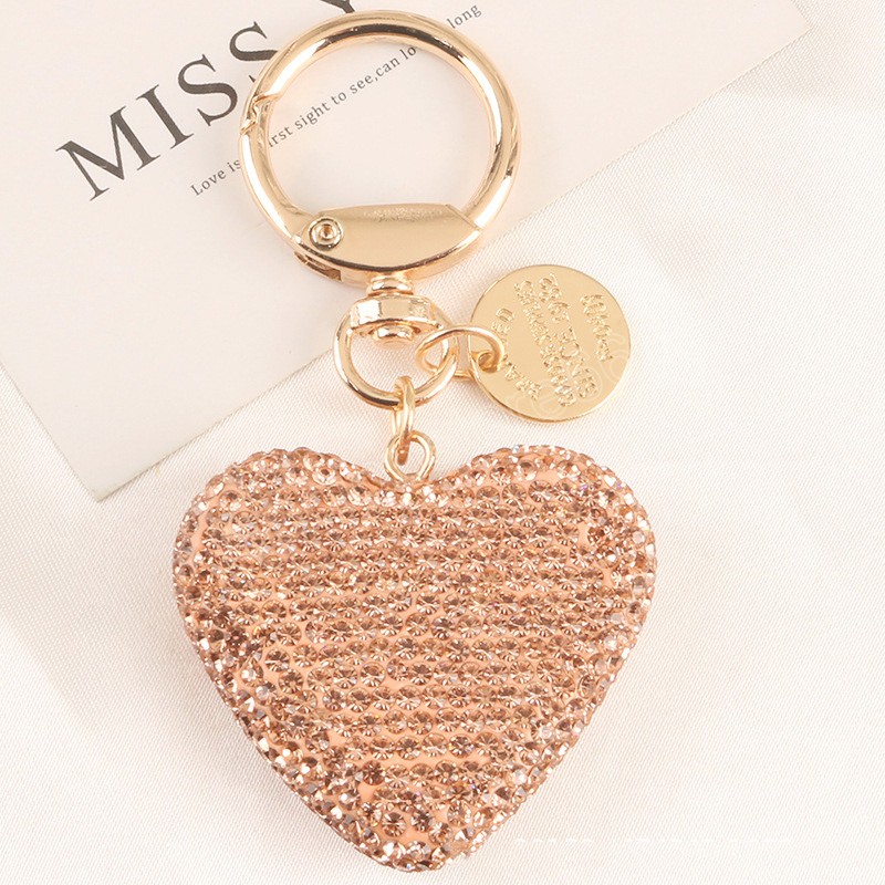 Women Car Bag Keychain Colorful Heart Shape Rhinestone Crystal Alloy Keychains Shining Pendant Ornament Gifts