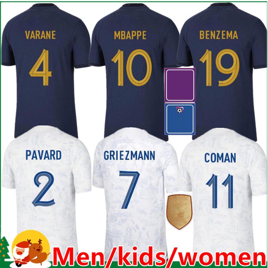 French Club Full Sets 2022 BENZEMA Soccer Jersey 2023 MBAPPE GRIEZMANN SALIBA COMAN PAVARD KANTE Maillot De Foot Equipe Maillots Kids Kit Women Men Football Shirt, Man home (faguo)
French Club Full Sets 2022 BENZEMA Soccer Jersey 2023 MBAPPE GRIEZMANN SALIBA COMAN PAVARD KANTE Maillot De Foot Equipe Maillots Kids Kit Women Men Football Shirt, Man home (faguo)