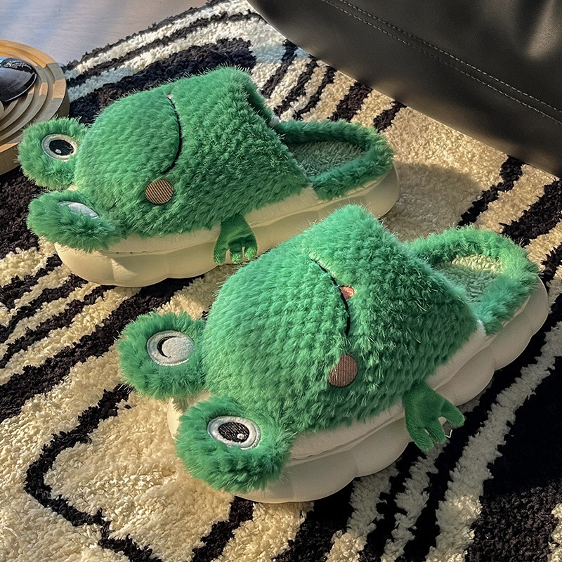 Slippers Frog Winter Cotton Non-slip Home Shoes Cartoon Cute Couple New Warm Wholesale Chaussure Femme 221122