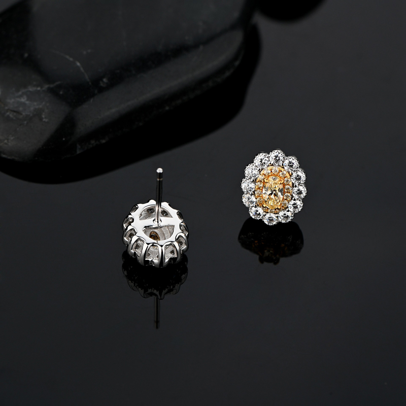 Stud OEVAS 100% 925 Sterling Silver Sparkling Pink Yellow Zircon Flower High Carbon Diamond Earrings Women Party Fine Jewelry 221119