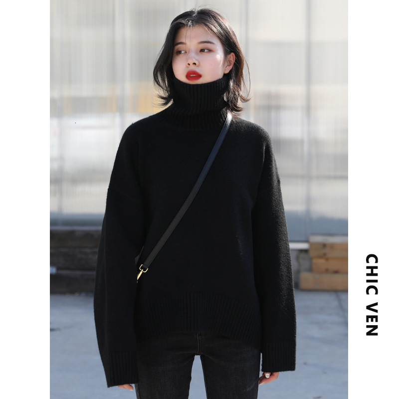 Women's Sweaters CHIC VEN Korean Sweater Loose Turtleneck Warm Solid Pullover Knitwear Basic Female Tops Autumn Winter 221123