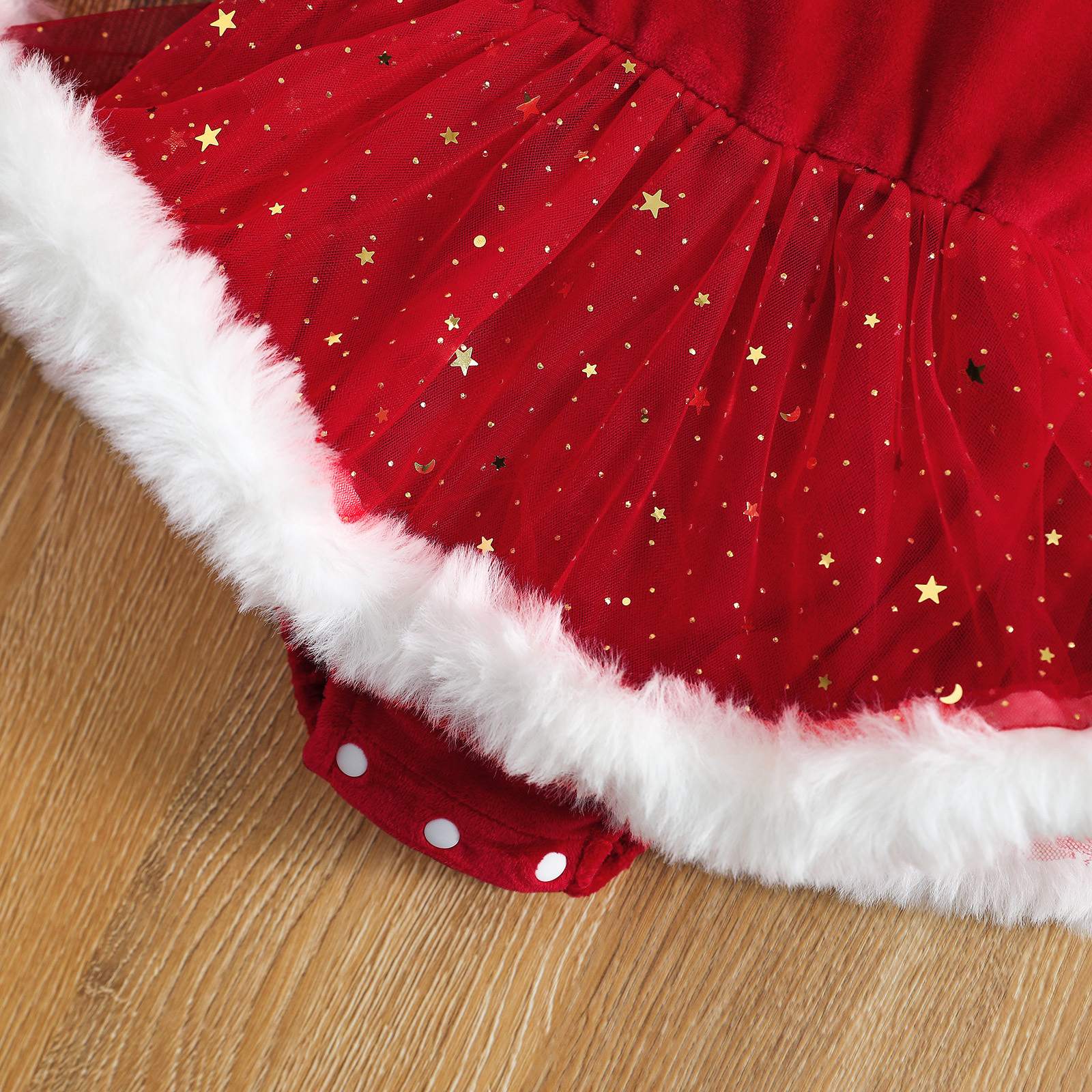 Rompers 2Pcs Infant born Baby Girls Christmas Outfit Plush Patchwork Long Sleeve Romper Dress Hairband Set for Toddler 0-24 Months 221122
