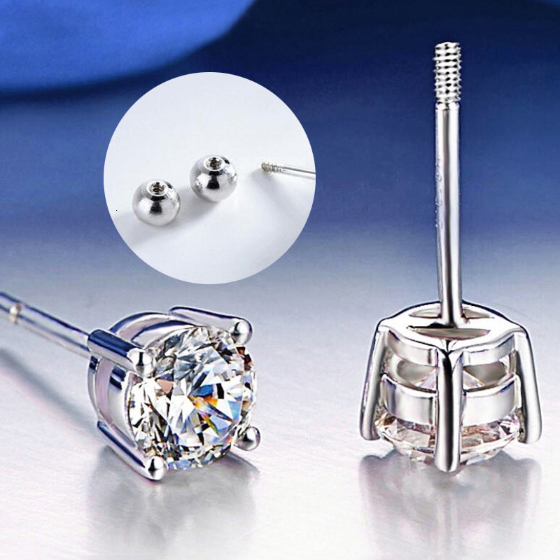 Stud COSYA 925 Sterling Silver 031 Carat D Color Screw Earrings for Women Fine Jewelry Platinum 4 Prong Gifts 221119