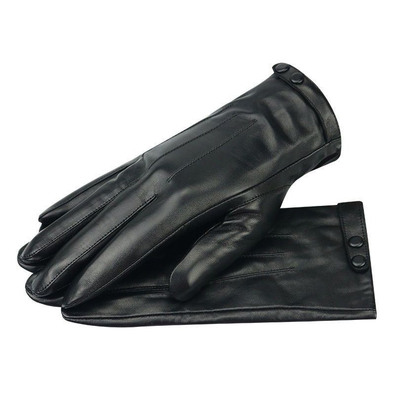 Winter Mens Leather Gloves Matt Fur Mittens PU Five Fingers Black With Tag Wholesale