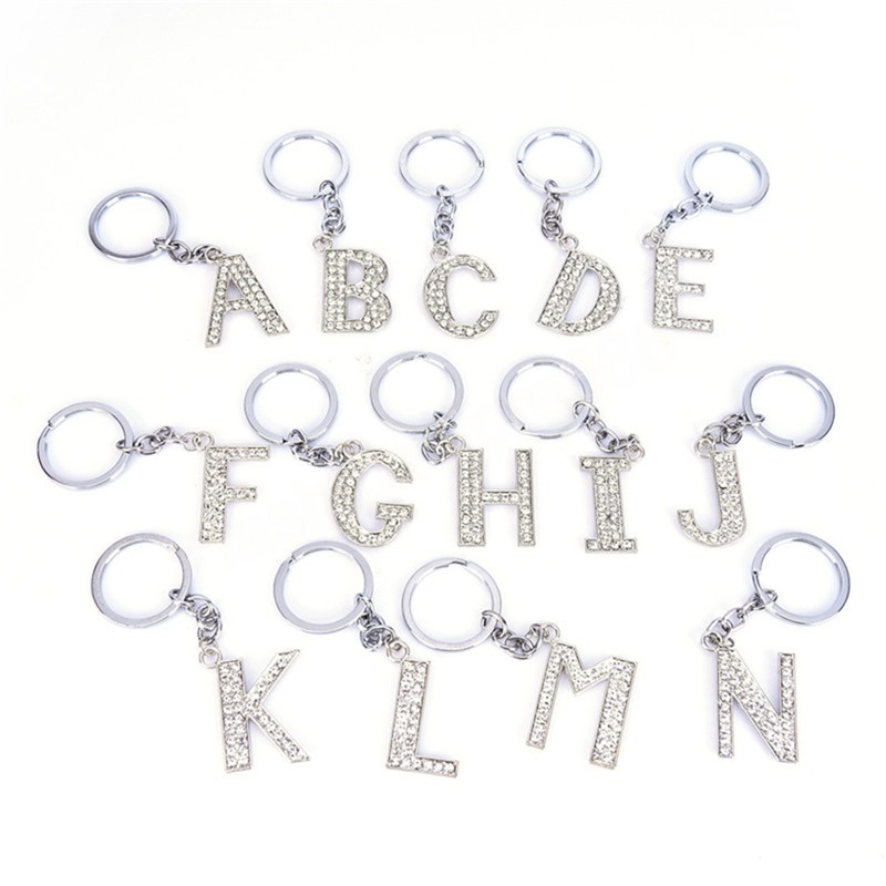Crystal 26 Alphabet Key Ring For Women Initial Letter Keychains Bag Accessories Fashion Letter Pendant Keychain