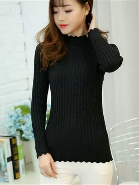 Women's Sweaters Korean autumn winter sweater female half turtleneck long sleeve bottoming Shirt Short slim knit thickened solid twist 221123