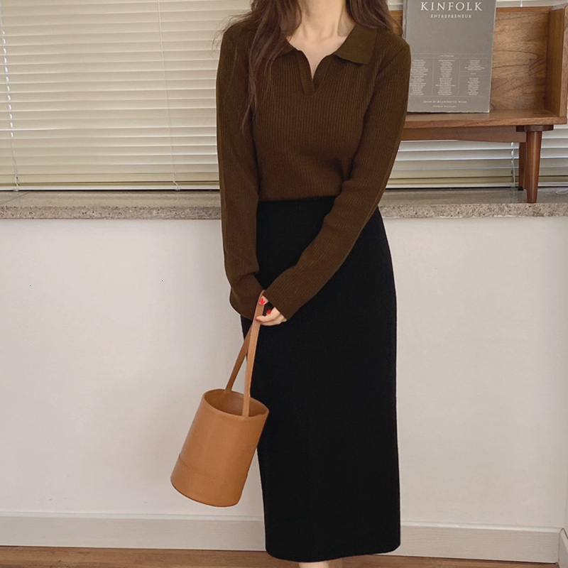 Women's Sweaters Vintage Women Minimalist Stretch Office Lady Clothing Simple Pure Long Sleeve Stylish Ins Female Pullover Chic Knitwear 221123