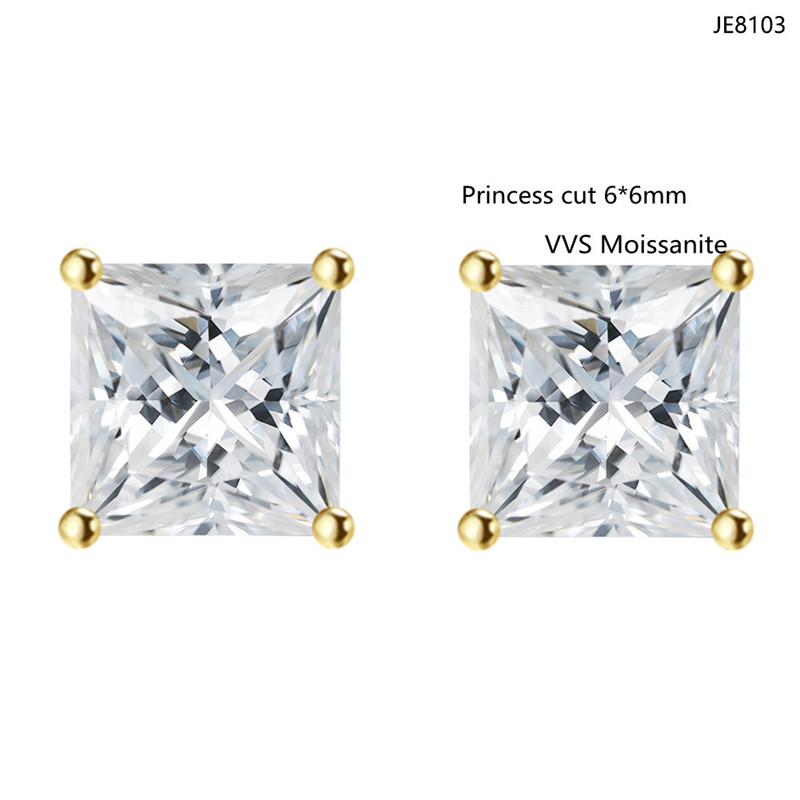 4mm-8mm S925 Sterling Silver Gold Plated Pass Test Moissanite Diamond Earrings Studs Nice Gift for Men Women