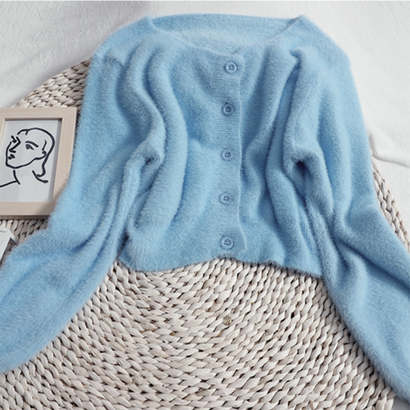 Women's Knits Tees Soft mohair sweater jacket womens cardigans autumn style solid color short Korean cardigan women Sweater coats 221123