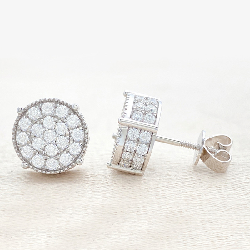 Unisex Fashion Jewelry 10K Gold Pass Test Shiny Moissanite Diamond Earrings for Men Women for Nice Gift