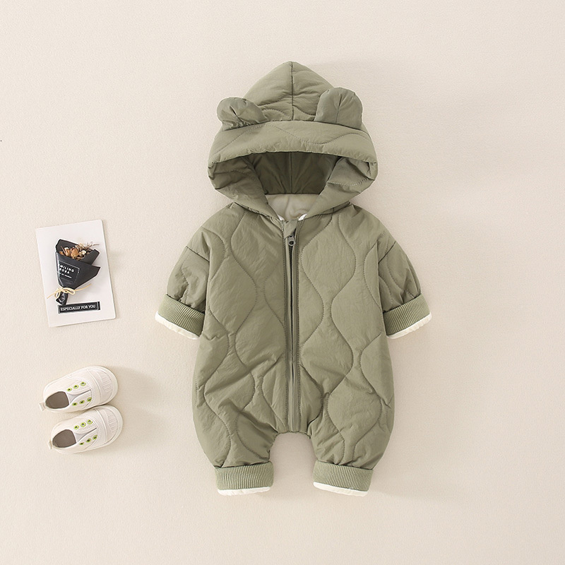 Rompers 3-24M Winter Thick born Baby Girls Boys Hooded Cotton Infant Clothes Outfit Jumpsuit Warm Snow Outdoor Clothing 221122