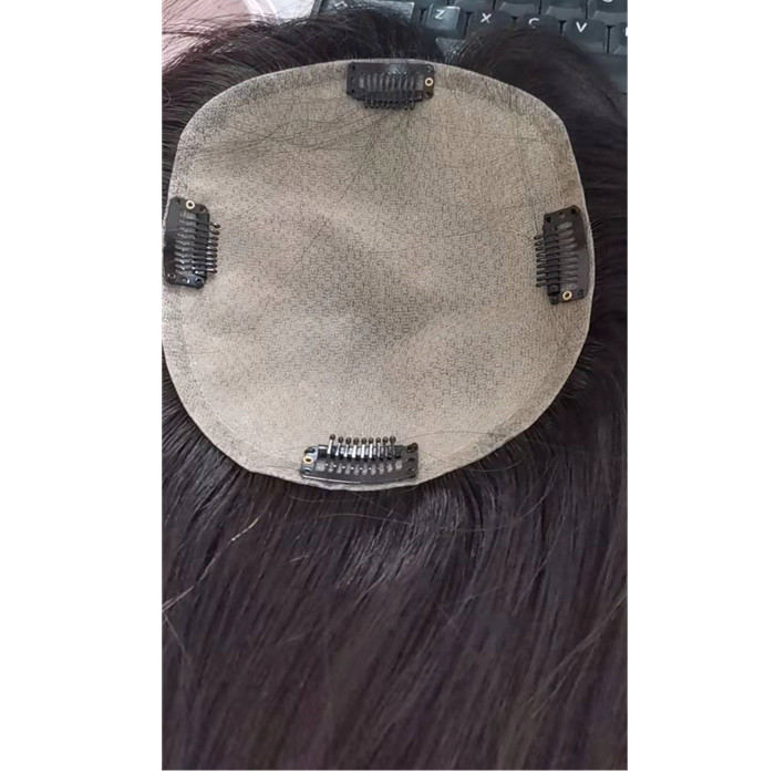 Factory wholesale Skin Base Human Hair Topper With 4 Clips In Silk Top Virgin European Hair Toupee for Women Fine Hairpiece 12X13cm 5x5inch