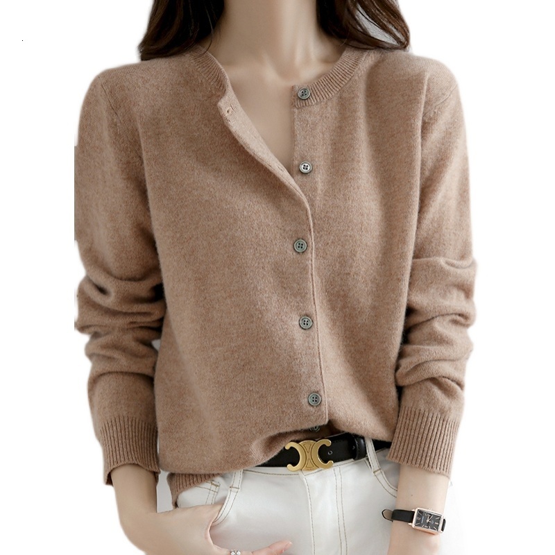 Women's Knits Tees YSZWDBLX Women Cardigans Sweater O-neck Spring Autumn Knitted Cashmere Solid Single Breasted Womens Sweaters 221123