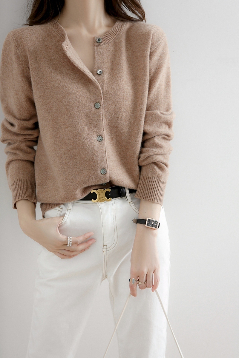 Women's Knits Tees YSZWDBLX Women Cardigans Sweater O-neck Spring Autumn Knitted Cashmere Solid Single Breasted Womens Sweaters 221123