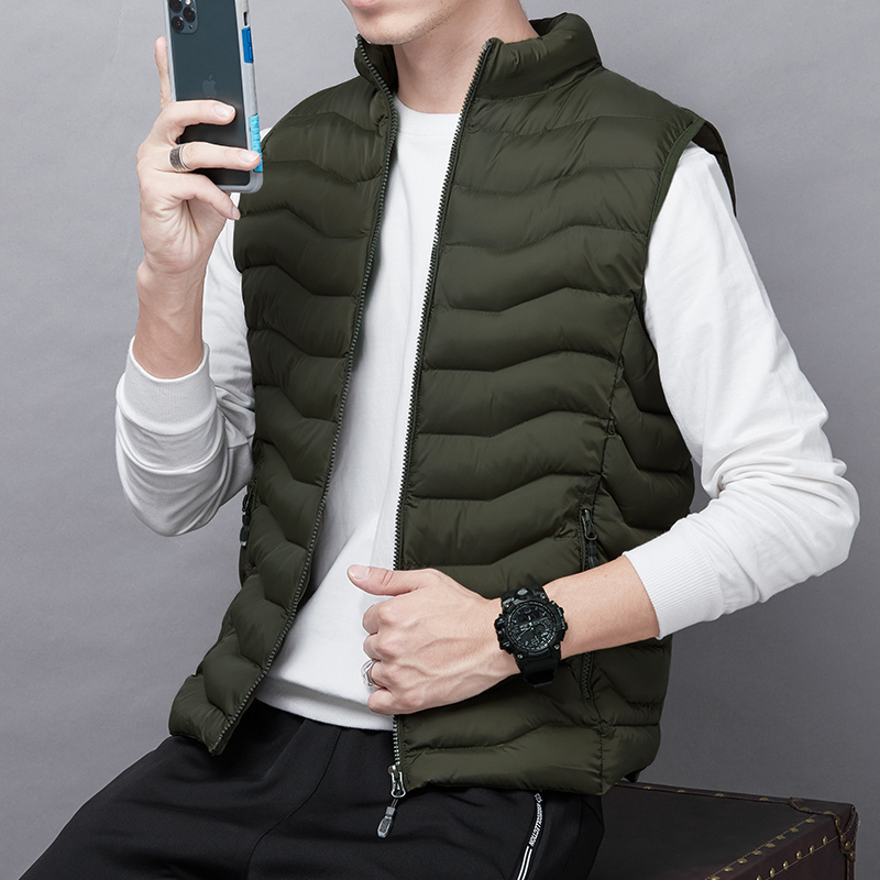 Men's Down Parkas Cotton Vest Boys' Light And Thin With Campshoulder Autumn Winter Men'S Coat Korean Fashion Handsome Youth 221123