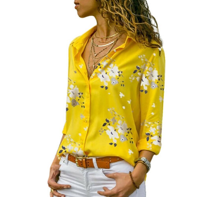 Women's Jumpsuits Rompers Summer Dioufond Women print Blouses Long Sleeve Shirt Turn Down Collar Floral Blouse Plus Size Women Vintage Cotton Shi