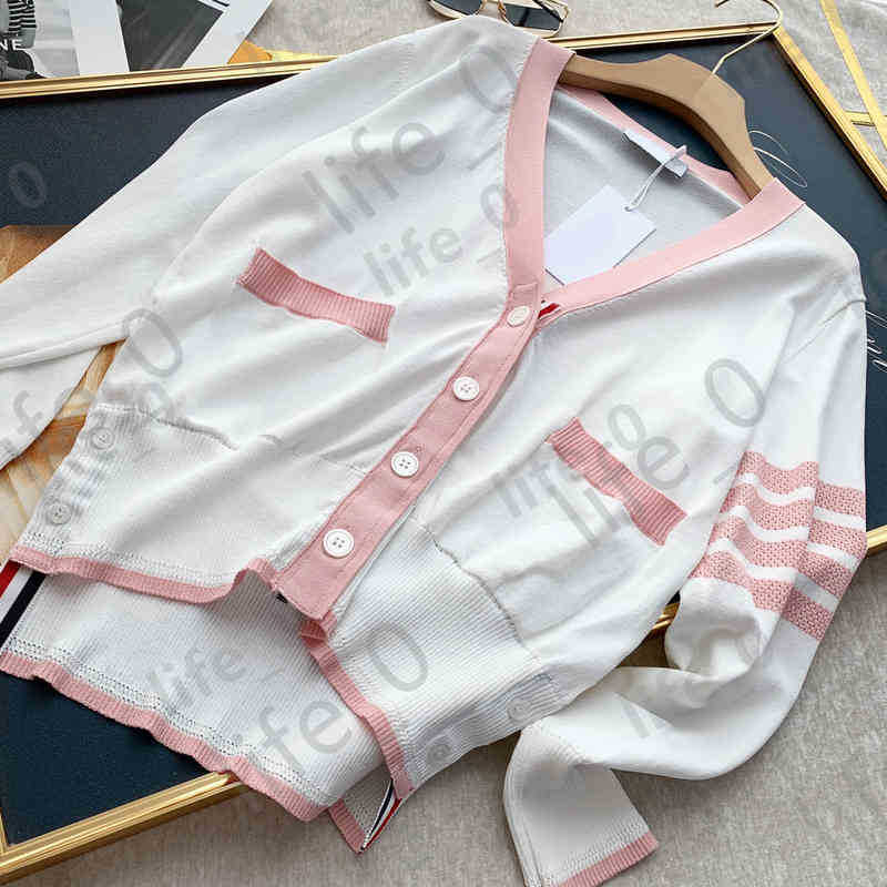 Designer Top Womens Knit T-Shirt Fashion Ice Silk Contrast Cardigan Jacket Summer Breathable Comfortable Loose Platform Sandals, White
Designer Top Womens Knit T-Shirt Fashion Ice Silk Contrast Cardigan Jacket Summer Breathable Comfortable Loose Platform Sandals, White