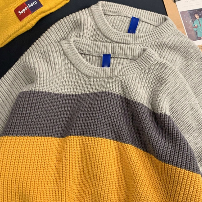 Women's Sweaters Pullovers Women High Street Chic BF Style Striped Harajuku Loose Soft Teens Clothing Fall Stylish Long Sleeve Feminino Knitwear 