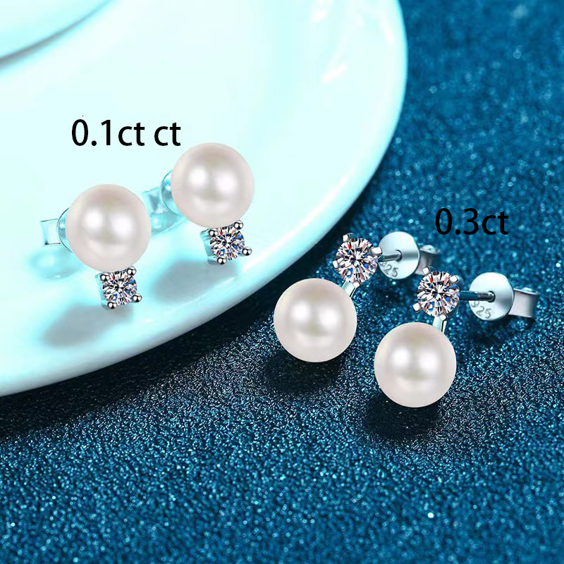 Stud Trendy S925 Silver Natural Pearl Earrings Women Jewelry Plated White Gold D Color with Gra 221119