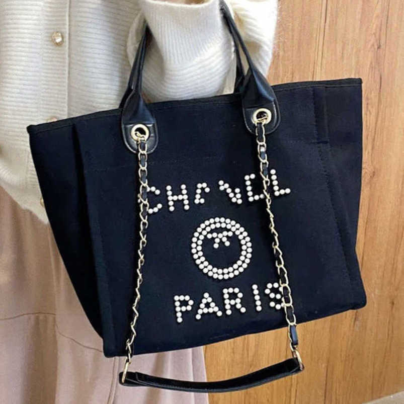 Fashion Women's Luxury Evening Bags Ch Brand Canvas Handbag Classic Pearl Beach Hand Bag Designer Female Large Backpack Small Packs Portable Shopping Handbags D8sd, Beige
Fashion Women's Luxury Evening Bags Ch Brand Canvas Handbag Classic Pearl Beach Hand Bag Designer Female Large Backpack Small Packs Portable Shopping Handbags D8sd, Beige