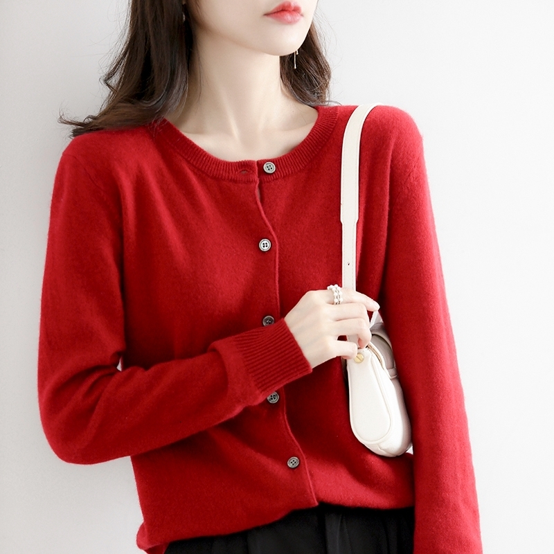 Women's Knits Tees YSZWDBLX Women Cardigans Sweater O-neck Spring Autumn Knitted Cashmere Solid Single Breasted Womens Sweaters 221123