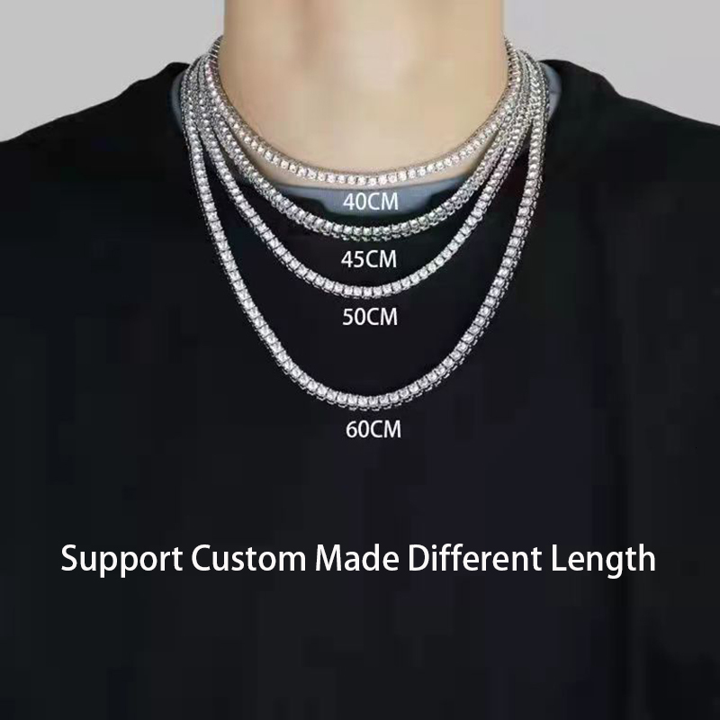 Pendant Necklaces Smyoue 33545mm 100% All Moissanite for Women Men Sparkling Lab Diamond Tennis Chain 925 Sterling Silver 221119