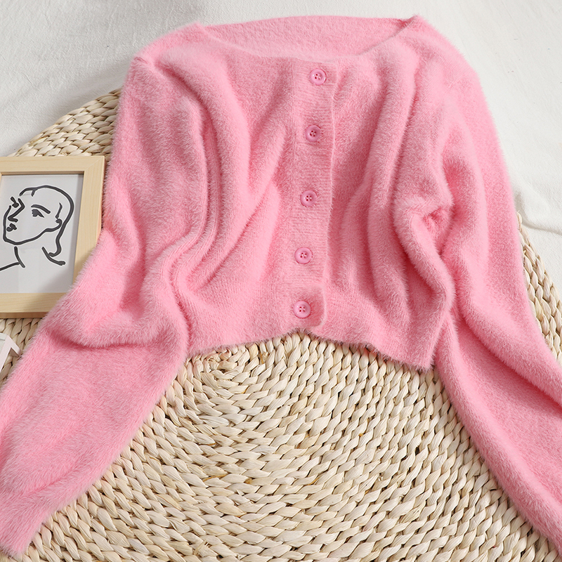 Women's Knits Tees Soft mohair sweater jacket womens cardigans autumn style solid color short Korean cardigan women Sweater coats 221123