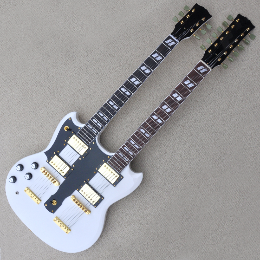 Factory Custom Double Neck White Electric Guitar With 6 and 12 Strings Left Handed Rosewood Fretboard Gold Hardwares Offer Customized
Factory Custom Double Neck White Electric Guitar With 6 and 12 Strings Left Handed Rosewood Fretboard Gold Hardwares Offer Customized