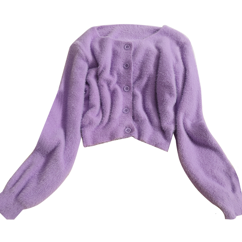 Women's Knits Tees Soft mohair sweater jacket womens cardigans autumn style solid color short Korean cardigan women Sweater coats 221123