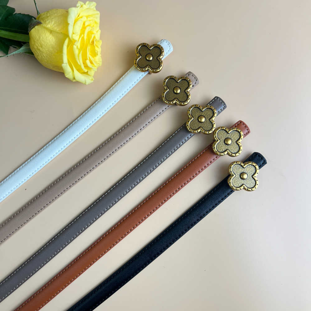 Classic Women Leather Belt 1.5CM Four Leaf Clover Smooth Buckle Dress Decorative Belts Designer Brand Can Be Used As Holiday Gift, As shown
Classic Women Leather Belt 1.5CM Four Leaf Clover Smooth Buckle Dress Decorative Belts Designer Brand Can Be Used As Holiday Gift, As shown