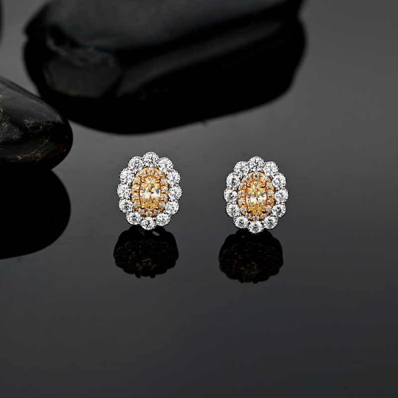Stud OEVAS 100% 925 Sterling Silver Sparkling Pink Yellow Zircon Flower High Carbon Diamond Earrings Women Party Fine Jewelry 221119