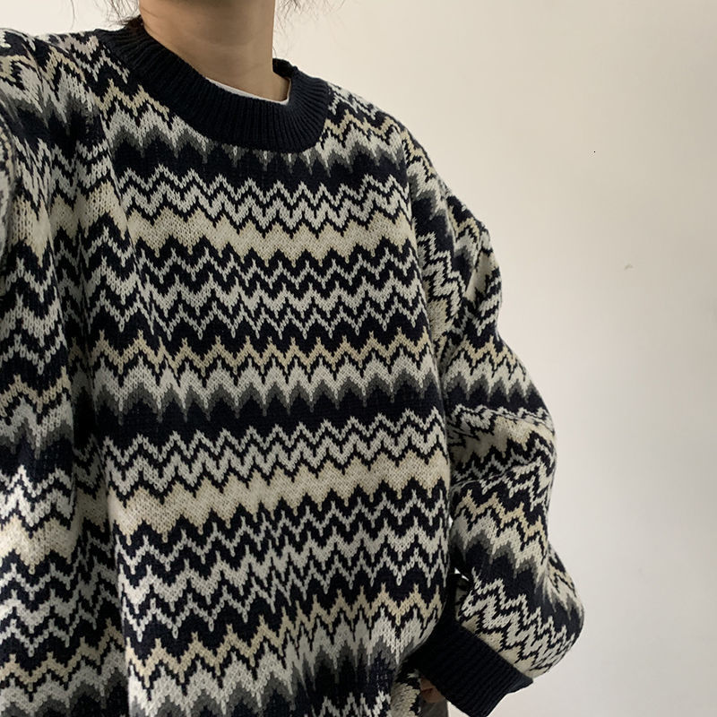 Women's Sweaters Women Retro Vintage Striped Korean Trendy Halloween Ladies Christmas Sweater All-match Ins Daily Simple Teens Pullover 221123